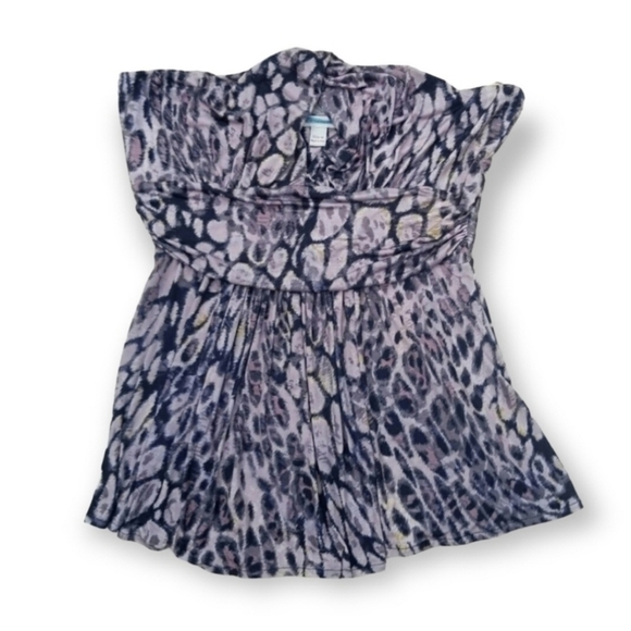Boston Proper purple animal print tube top M key hole neckline - Picture 1 of 4